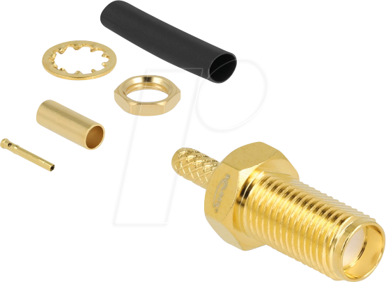 DELOCK 91785 - SMA Buchse zum Crimpen RG-174 / RG-316 mit passendem Schrumpfsch