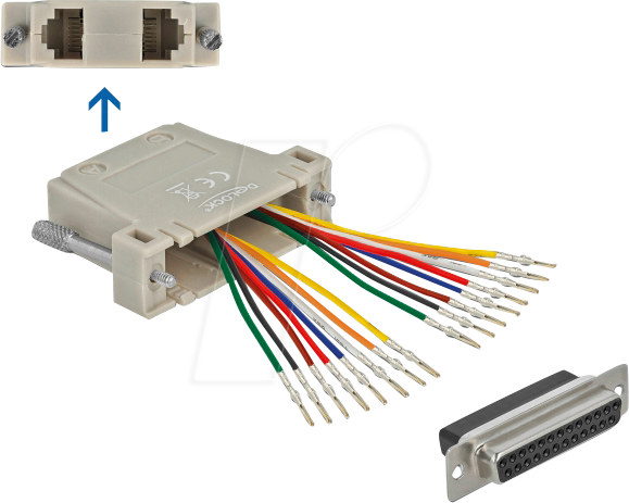 DELOCK 66834 - Adapter D-Sub 25Pin Crimp Buchse > 2x RJ45 Buchse Montagesatz