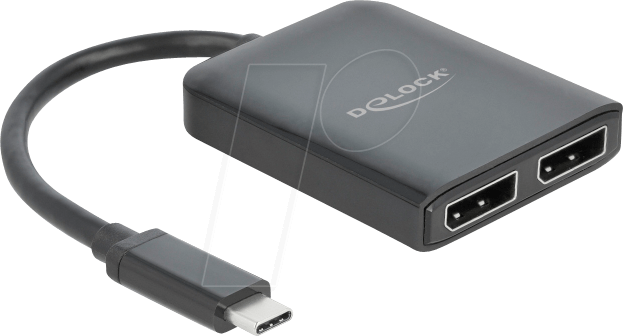 Thumbnail - DELOCK 87754 - Splitter USB-C Stecker > 2 x DP Buchse DP-Alt Mode VXP