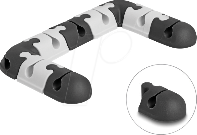 DELOCK 18448 - Kabelhalter, selbstklebend, modular, schwarz / grau, 9er Set