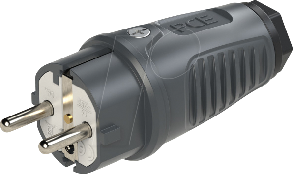 TAUR2 0521-AS - Gummi-Stecker Taurus2, Typ EF - CEE 7/7, anthrazit/schwarz