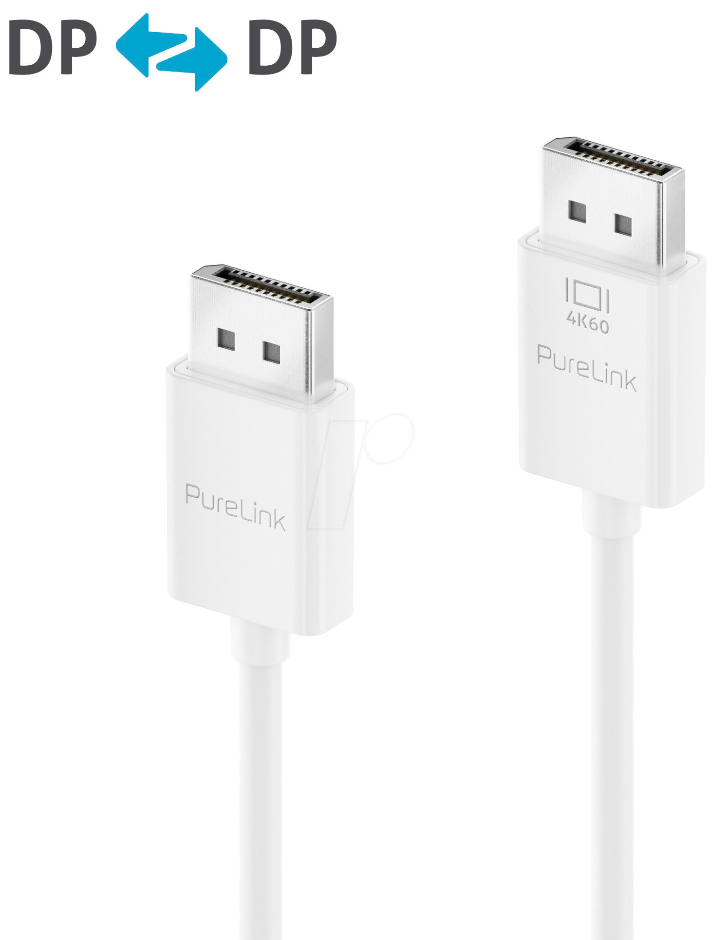 PURE IS2020-015 - DisplayPort 1.2 Kabel, 4K 60 Hz, weiß, 1,5 m