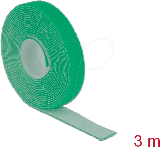 DELOCK 18726 - Klettband auf Rolle, 3 m x 13 mm, grün