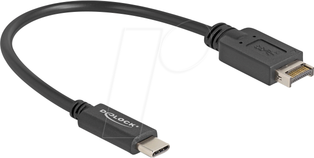 DELOCK 85528 - USB 3.1 E Key A 20 Pin Stecker zu USB C Stecker, 25 cm