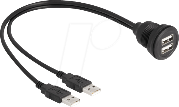 DELOCK 88104 - USB 2.0 Kabel, 2x A Stecker auf 2x A Buchse, Einbau, 1 m