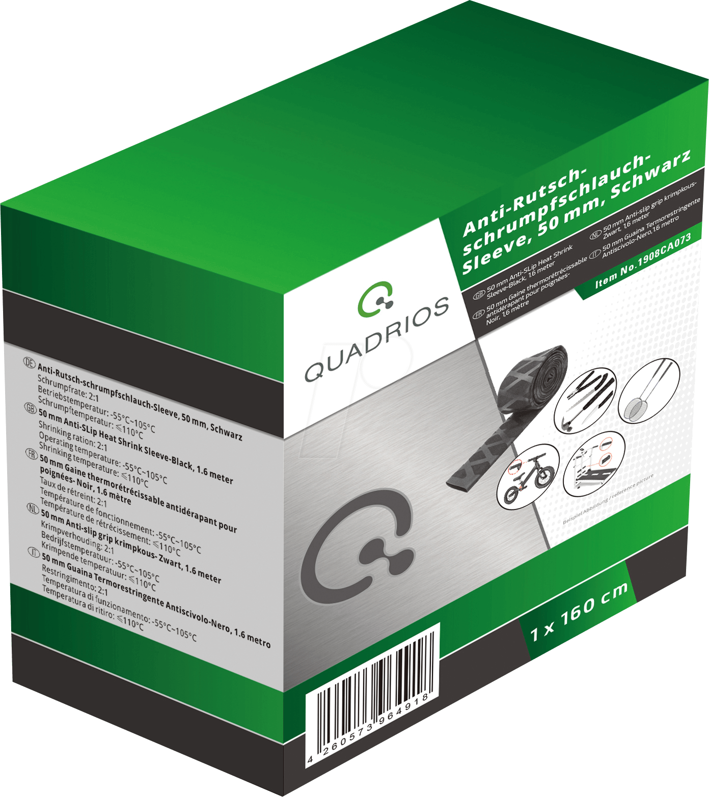 QUAD 19008CA073 - Soft-Schrumpfschlauch Box 2:1 - Ø50 mm x 1,6 m, schwarz