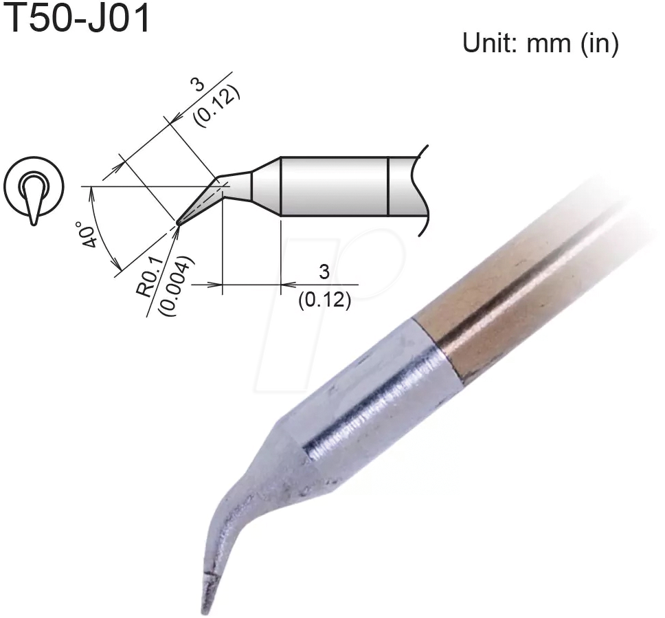 HAK T50-J01 - Aktiv-Lötspitze T50-J01, 0,1 mm, gebogen, konisch