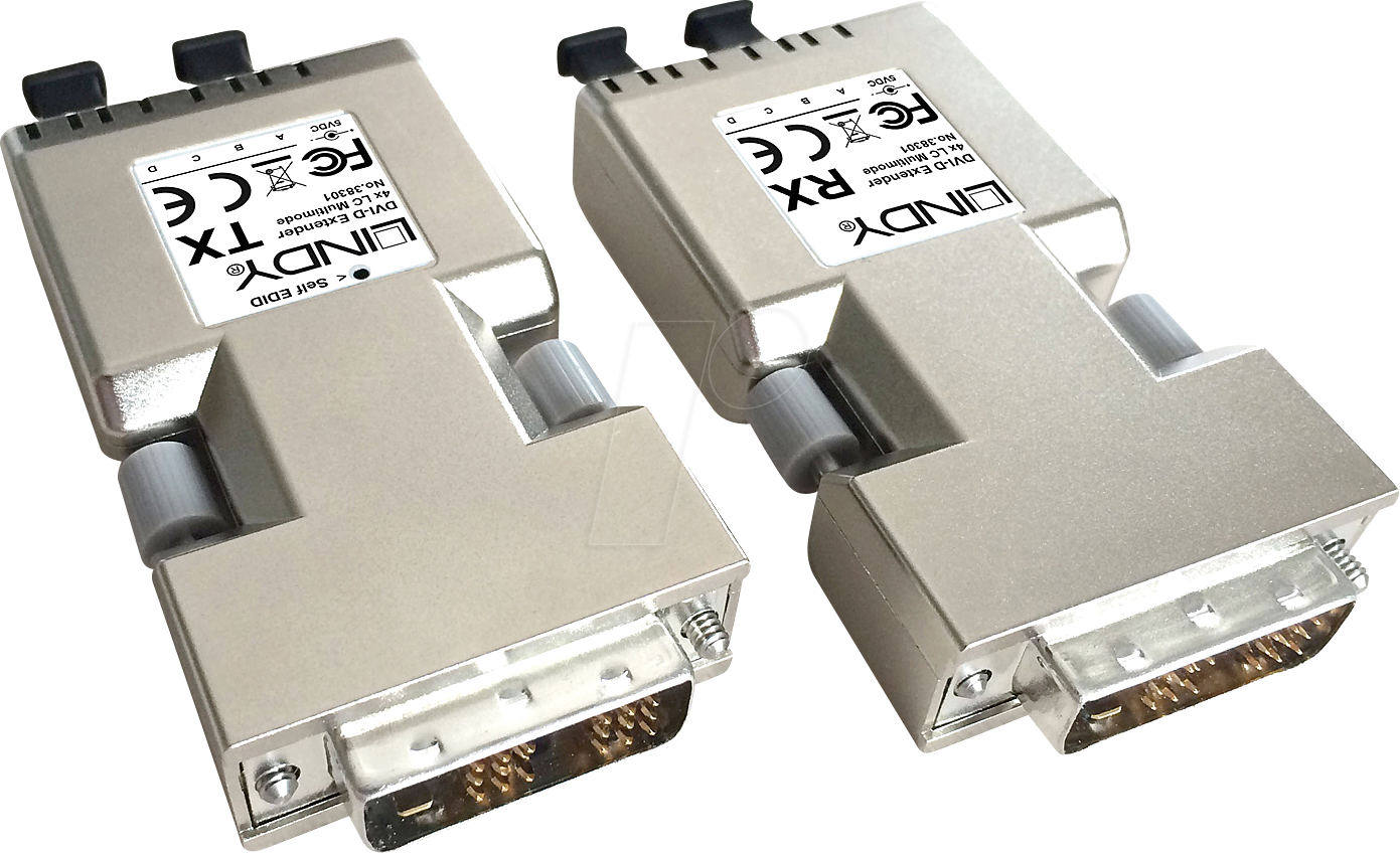 LINDY 38301 - Verlängerung DVI-D Single Link, LWL, 500 m