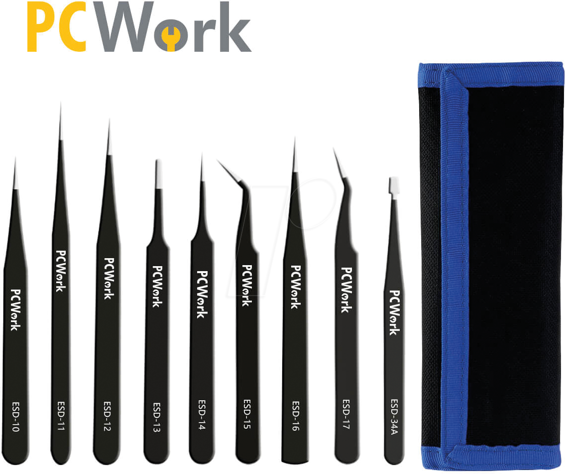 PCW 08G - Pinzettenset, ESD-sicher, 9-teilig, Edelstahl