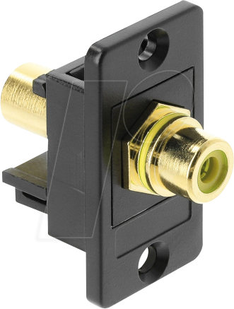 DELOCK 91113 - Panel Mount Cinch Buchse zu Cinch Buchse vergoldet gelb / schwar