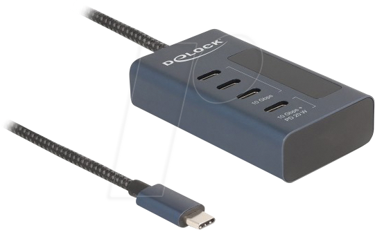 DELOCK 64189 - USB 3.1 Hub, 4 Port, USB-C zu 4x C, Leistungsanzeige