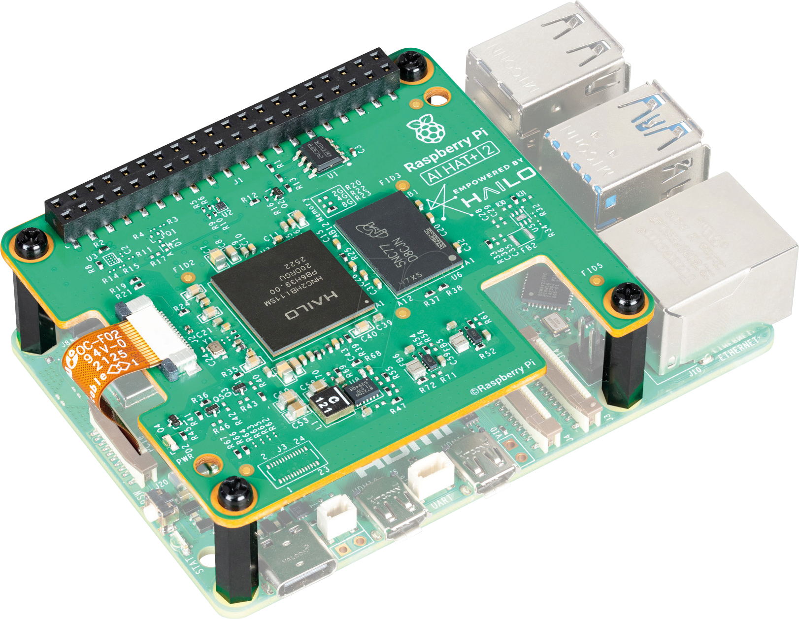 RPI5 AI HAT+ 2 - Raspberry Pi Shield - AI (KI) 40 TOPS, Hailo 10H, 8GB RAM