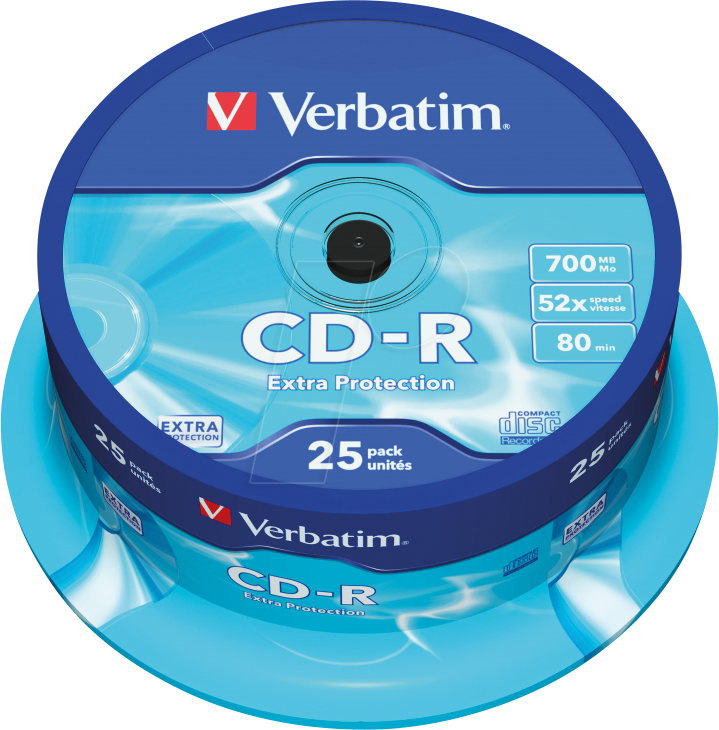 VERBATIM 43432 - CD-R, Extra Protection, 700 MB, 52x, 25er Pack Spindel