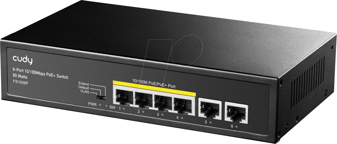 Thumbnail - CUDY FS1006P - Switch, 6-Port, Fast Ethernet, PoE+