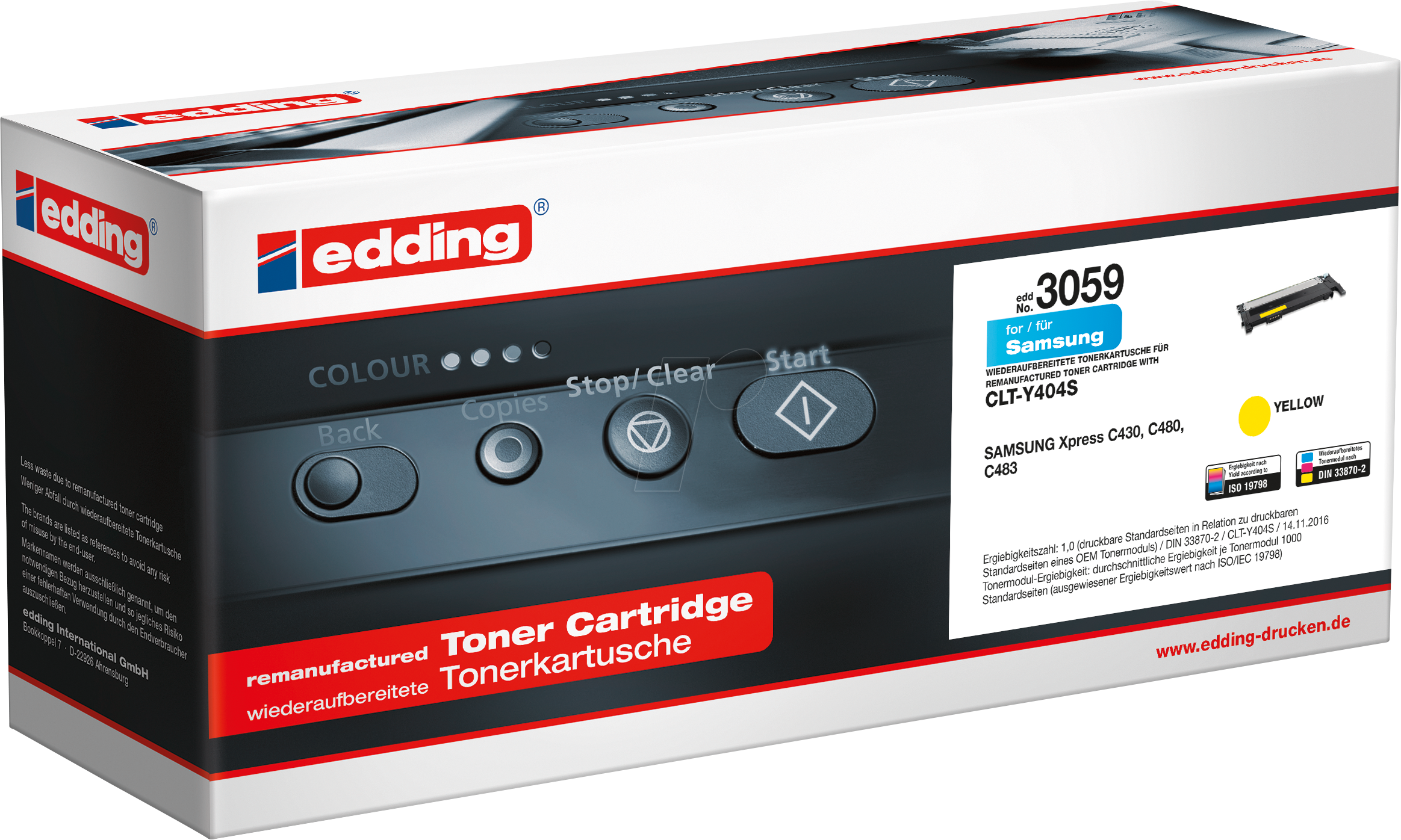 EDDING EDD-3059 - Toner, Samsung, yellow, CLT-Y404S, refill