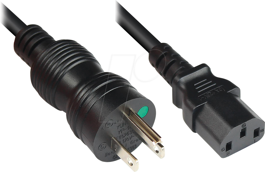 GC P4930-S010 - Netzkabel, US Stecker, Typ B, HOSPITAL GRADE, 1 m, sw, C13