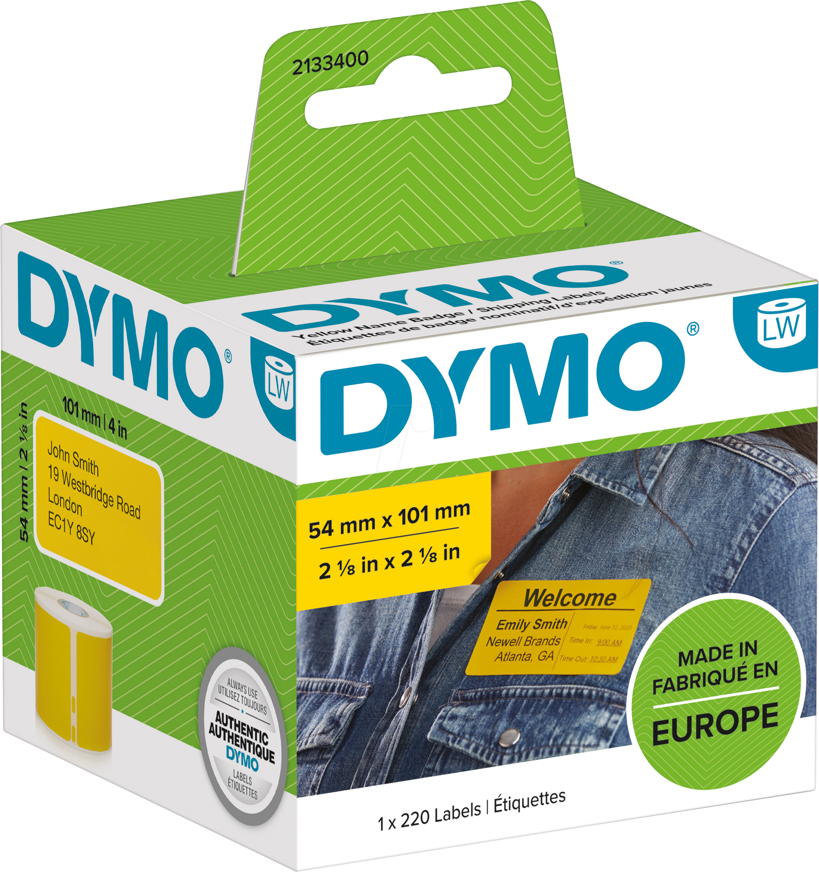 DYMO LW 2133400 - DYMO Etiketten für LabelWriter, 54x101 mm, gelb