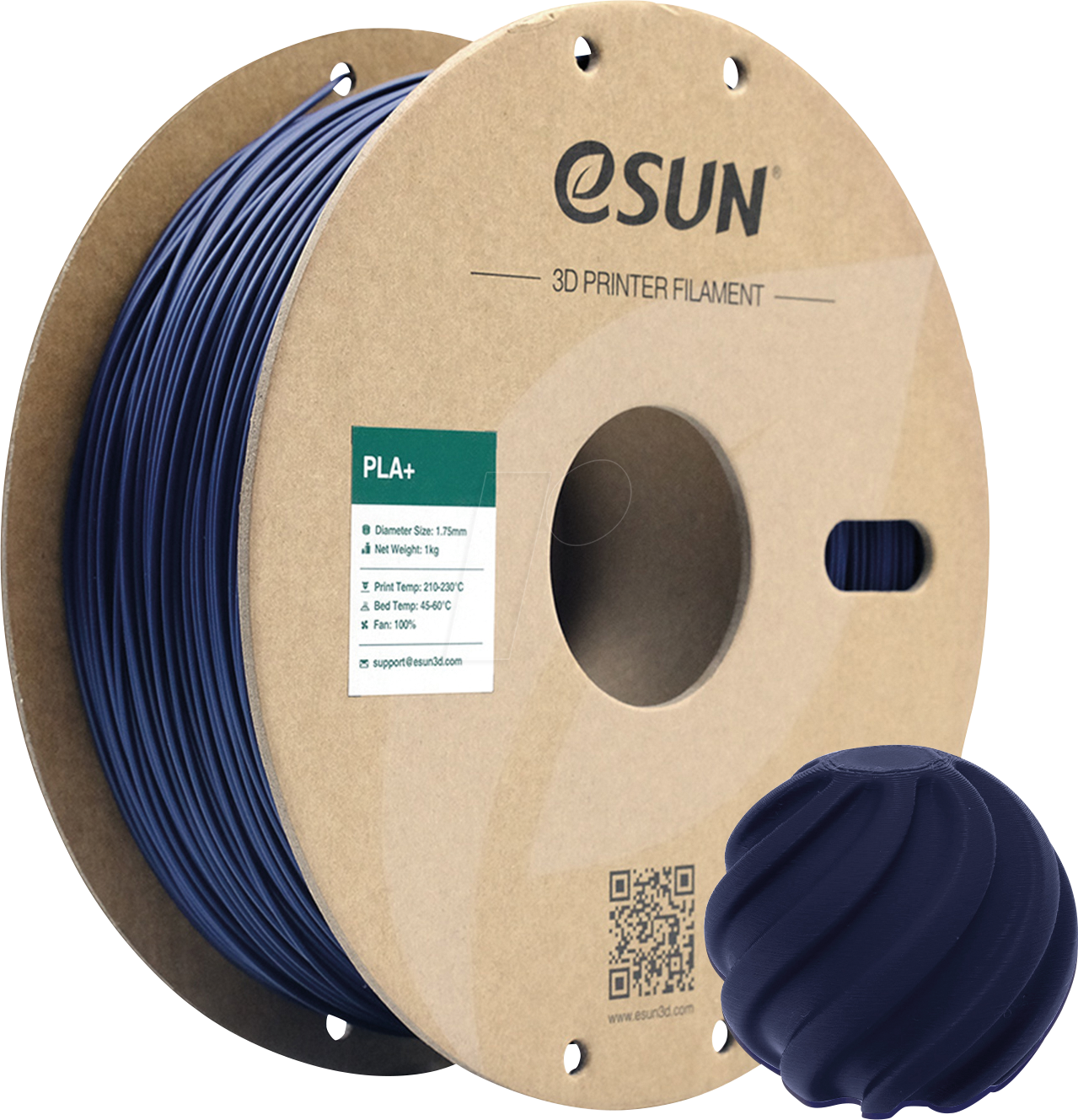 ESUN 72219366 - Filament, PLA+, 1,75 mm, dunkelblau, 1 kg