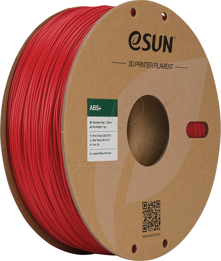 ESUN 72229235 - Filament, ABS+, 1,75 mm, feuerwehrrot, 1 kg