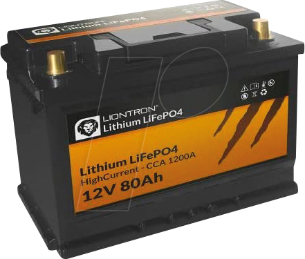 LIO 1280S - Lithium-Akku, LiFePO4, 12,8 V, 80 Ah, Hochstrom