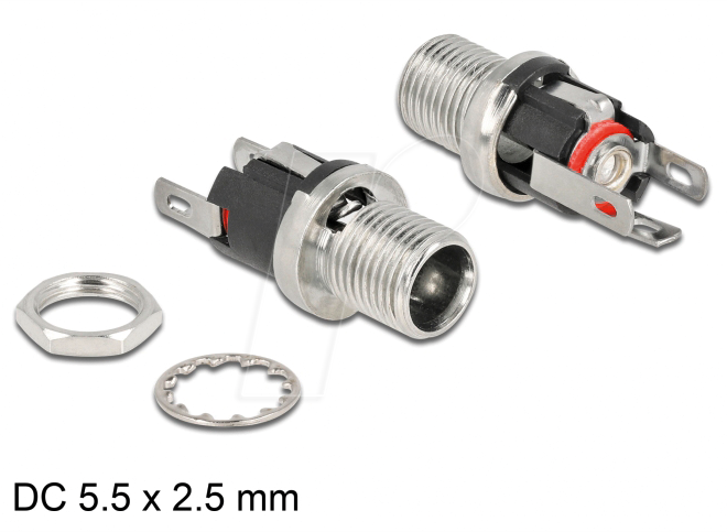 DELOCK 90057 - Steckverbinder DC 5,5 x 2,5 x 12,0 mm Buchse zum Einbau