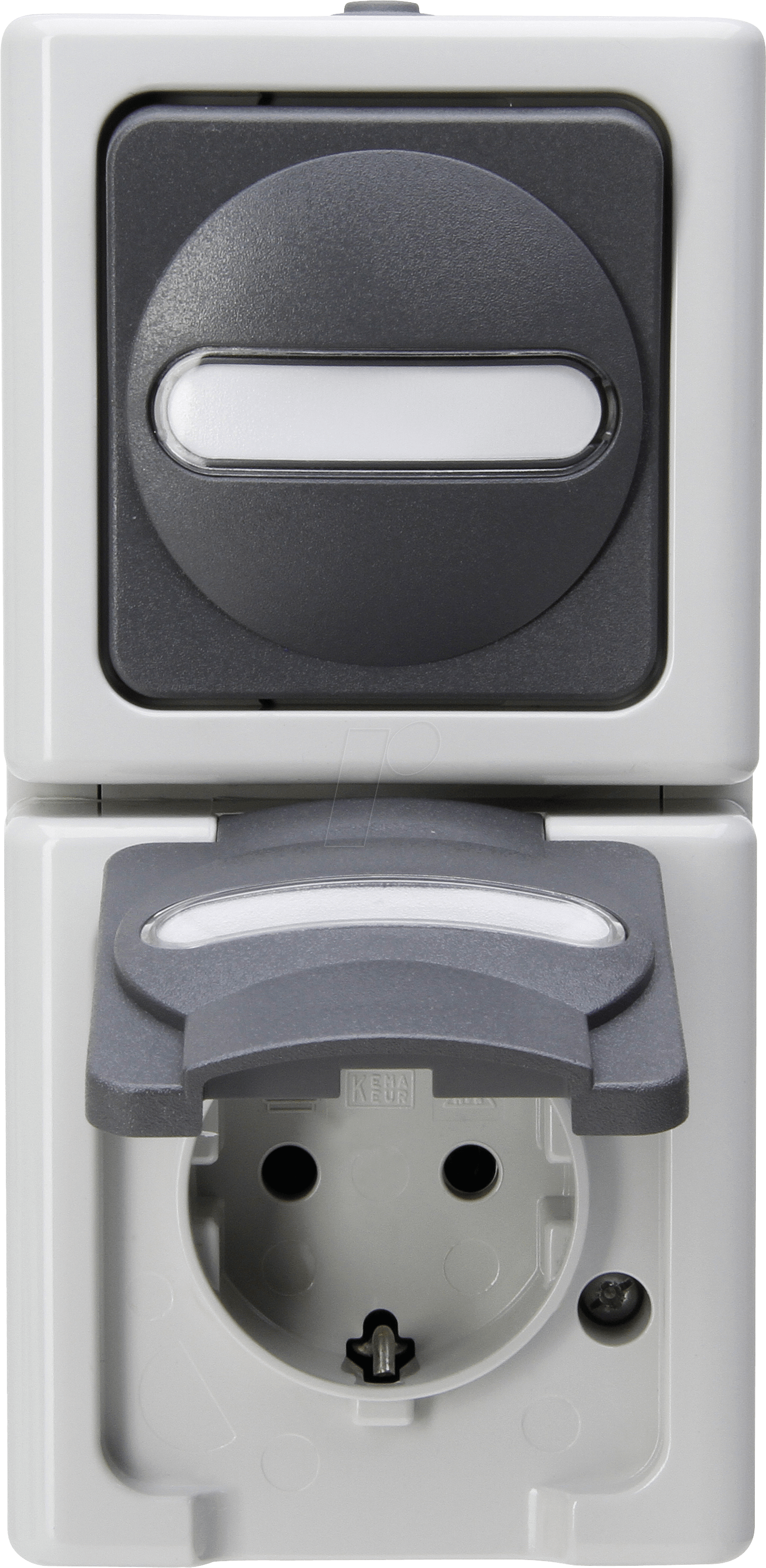 EL BE 130856009 - BLUE ELECTRIC AP-Feuchtraum-Schalter, Aus/Wechsel, grau