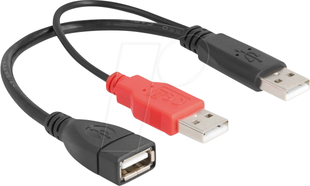 DELOCK 65306 - USB 2.0 Y-Kabel 2x A Stecker > 1x A Buchse, 20 cm
