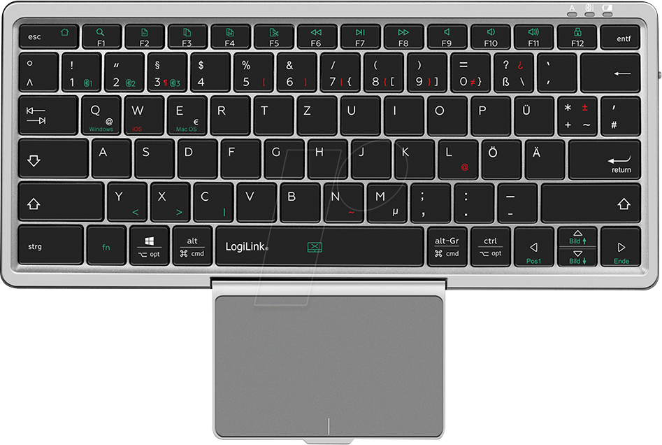 LOGILINK ID0214 - Funk-Tastatur, Bluetooth, silber, DE