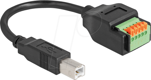 DELOCK 66249 - USB 2.0 Kabel B Stecker/Terminalblock mit Drucktaster 15 cm