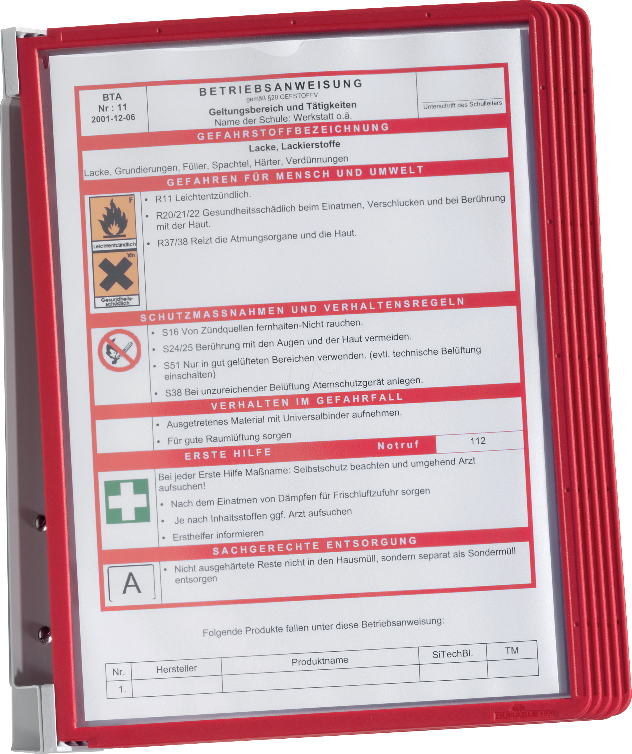 DURABLE 555103 - Sichttafelsystem VARIO® WALL 5, Set, rot