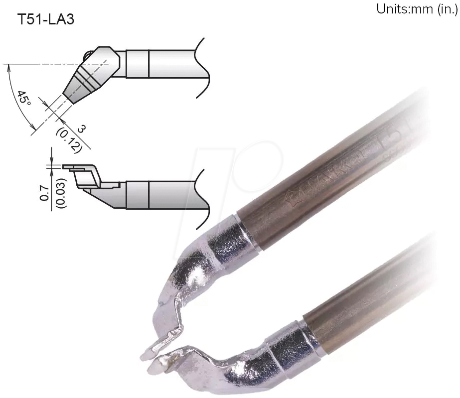 HAK T51-LA3 - Aktiv-Lötspitze T51-LA3, 3,0 mm, Chip, gewinkelt, 2 Stück
