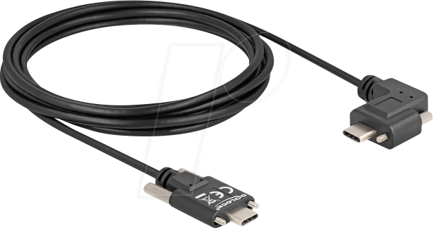 DELOCK 80958 - USB 2.0 Kabel, C Stecker mit Schrauben, 90° links/rechts, 3 m