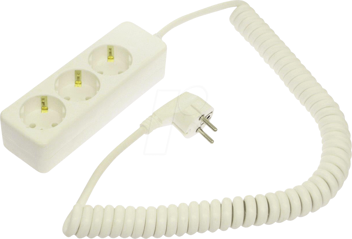 EL 3-FACH SPI WS - Steckdosenleiste, 3-fach, mit 1,0 - 2,5 m Spiralkabel, weiß