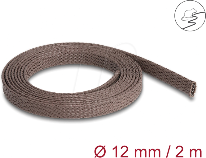 Thumbnail - DELOCK 20898 - Geflechtschlauch nagerfest dehnbar 2 m x 12 mm braun