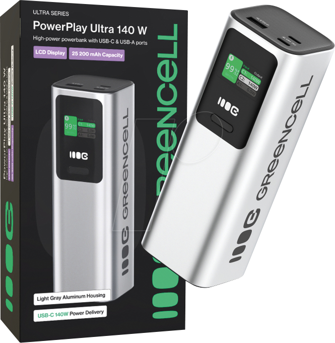 GC PBGC25UD - Powerbank PBGC25UD, 25200 mAh, 140 W, 1x USB-A, 2x USB-C