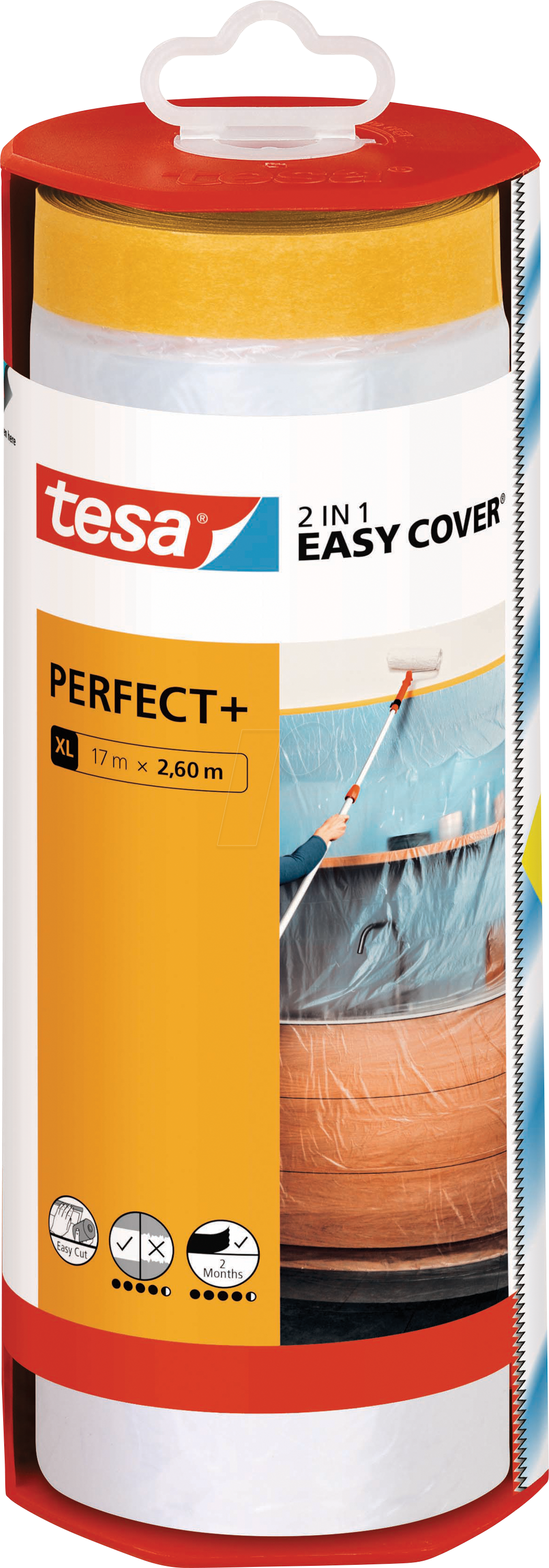 Thumbnail - TESA 56572 - Malerband mit Abdeckfolie tesa Easy Cover Perfect+ 17 m x 2,60 m