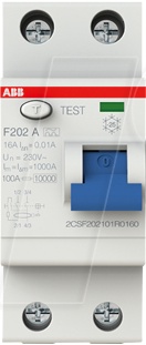 ABB F202A-16001 - Fehlerstromschutz-Schalter, Typ A 16 A, 10 mA, 2 polig