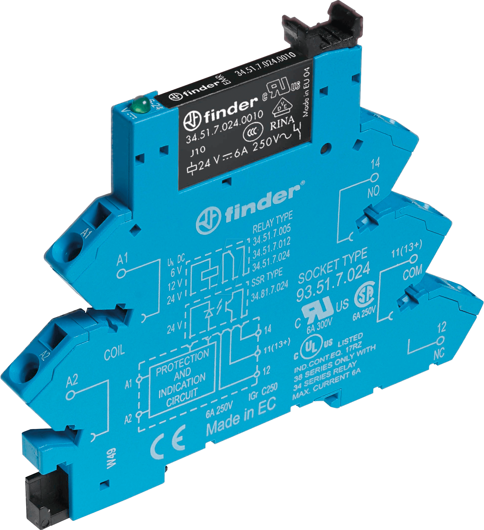 FIN 38.61 24V - Koppelrelais, schmal, 250 V, 24 V DC sensitiv