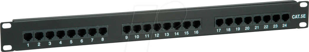 VALUE 26990349 - 19'' Patchpanel, 1 HE, 24-Port, Cat.5e, schwarz