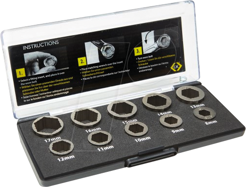 CK T4360 - Schrauben- und Muternausdrehersatz, 8 - 17 mm, 10-teilig
