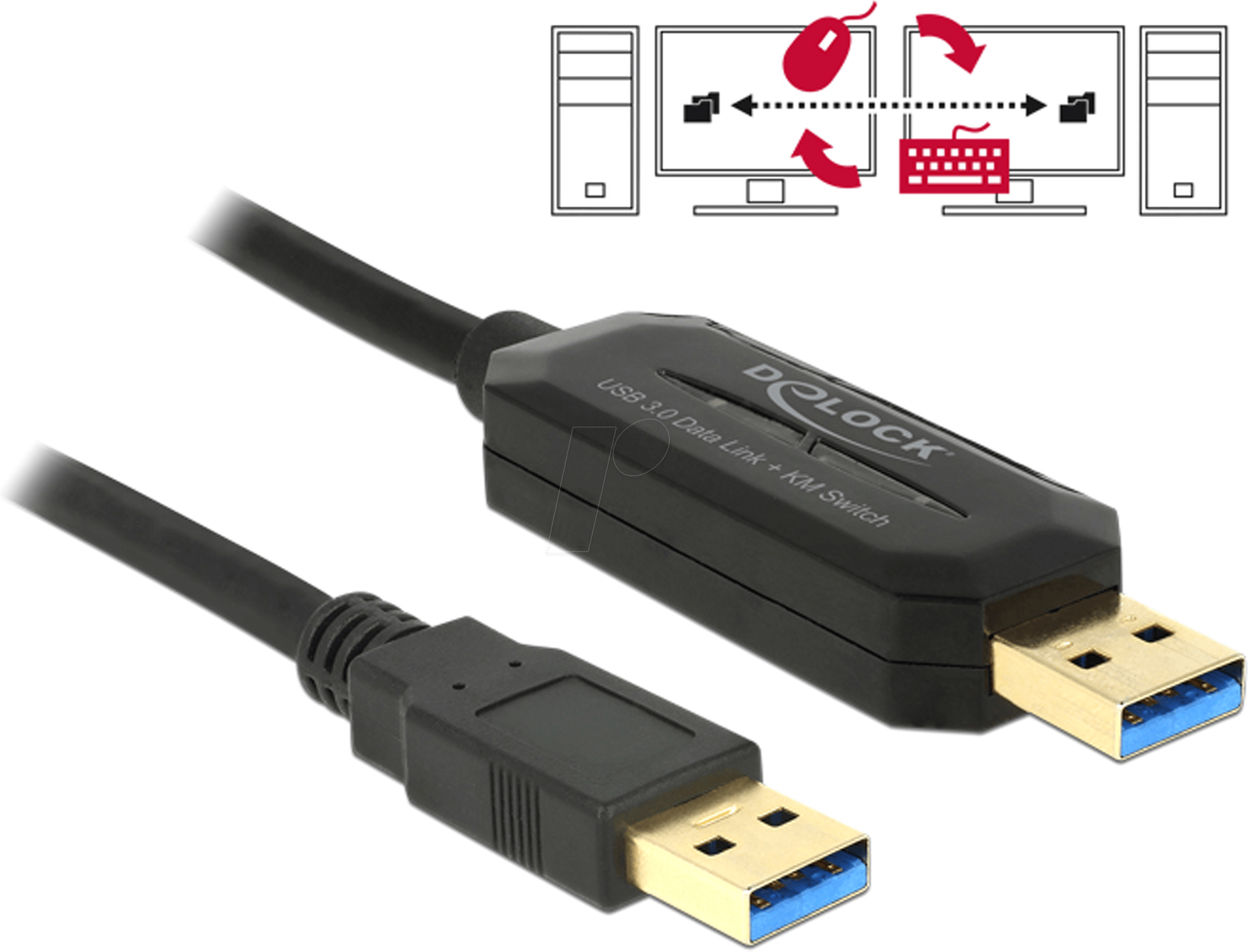 DELOCK 83647 - Data Link + KM Switch USB 3.0 USB 3.0 - 1,5 m