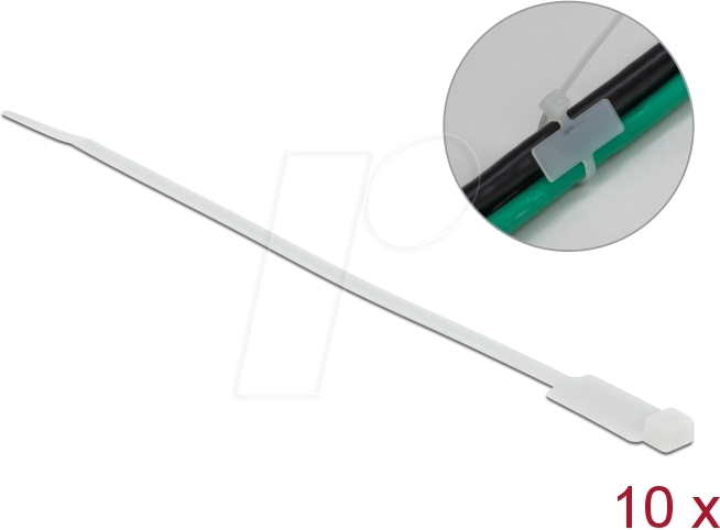 Thumbnail - DELOCK 18957 - Kabelbinder, beschriftbar, 270 x 4,8 mm, weiß, 10 Stk