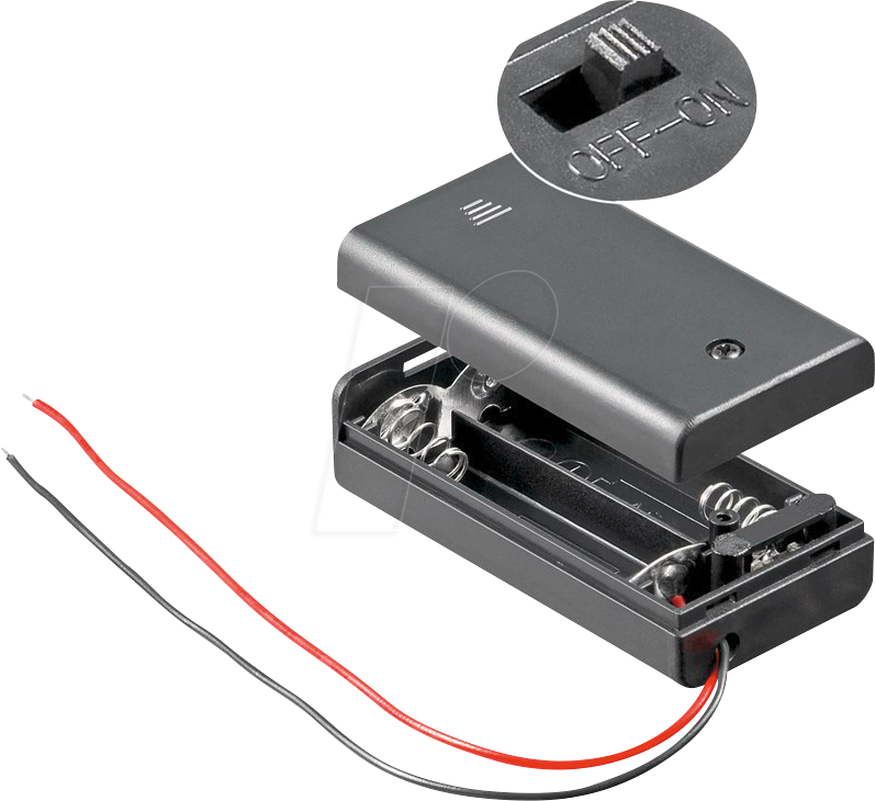 HALTER 2XAA - Batteriehalter für 2 Mignon (AA), geschlossen