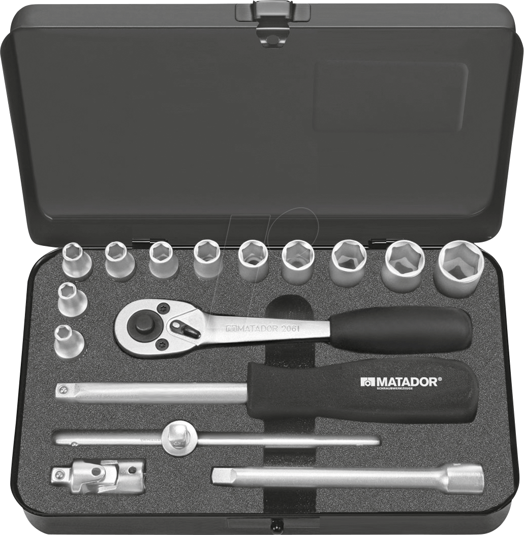 MAT 2115 9160 - Steckschlüsselsatz, Außensechskant, 1/4'', 16 -teilig