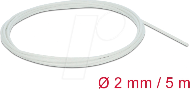 DELOCK 18923 - Schutzschlauch, Glasfasergeflecht, 5 m x 2 mm, weiß