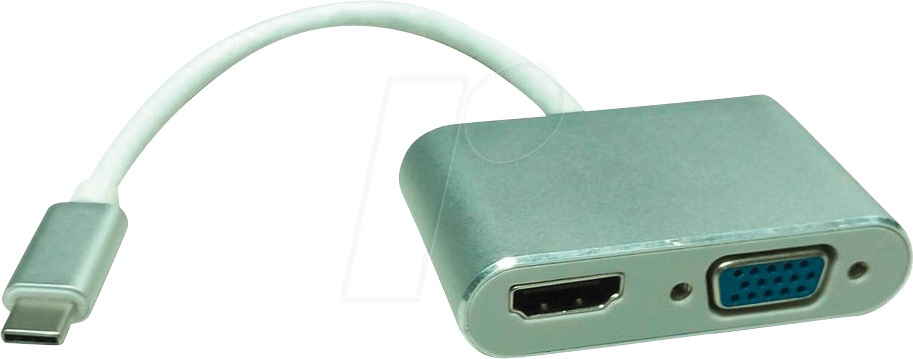 ROLINE 12033215 - Adapter USB-C > VGA, HDMI, silber