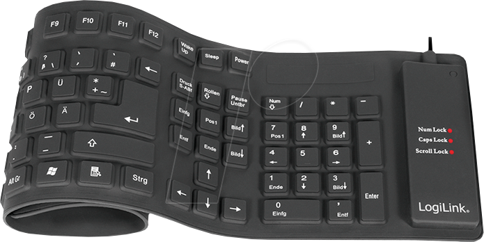 LOGILINK ID0019A - Tastatur, USB + PS/2, flexibel, schwarz