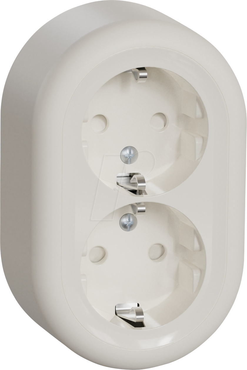 ELSO WDE015896 - Steckdose, 2-fach, Aufputz, komplett, weiß, rund, Renova