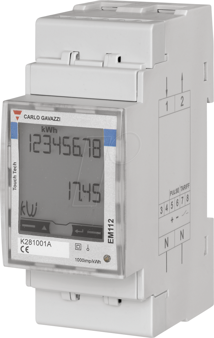 EM112DINAV01XS1X - Energiezähler EM112, 1 Phase, LCD Display, Touch-Tastatur