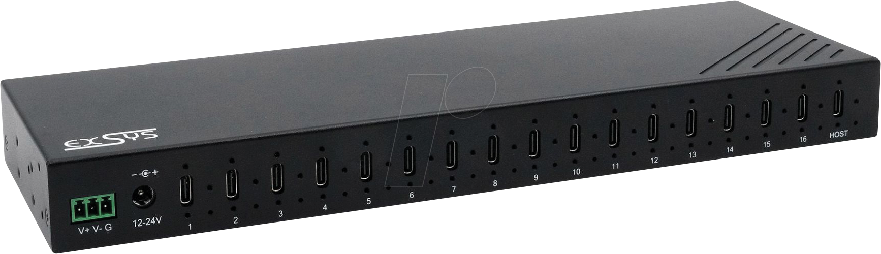 EXSYS 12276HMS - USB 3.2 Gen 2 16 Port Hub, 16x USB-C, 120W